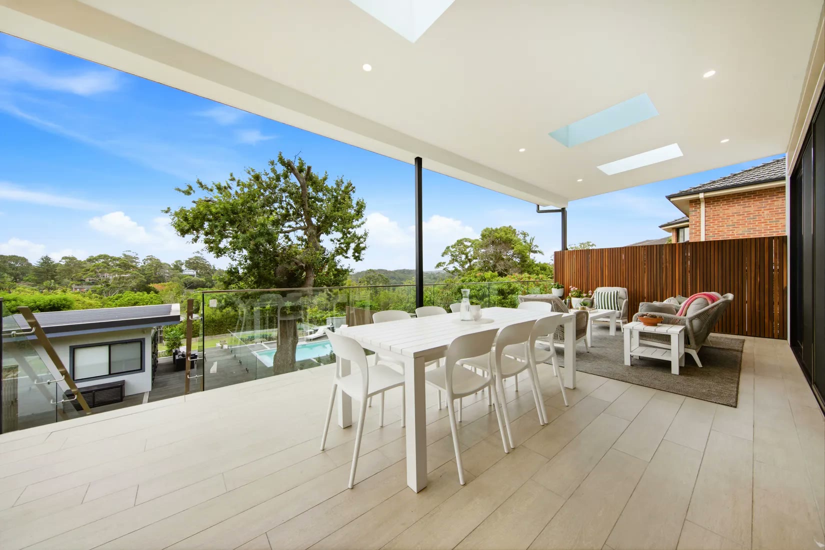 Covered terrace looking over the valley