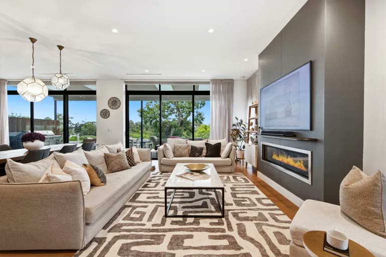 Living room with fireplace